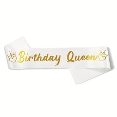 Gimtadienio juosta Birthday Queen, balta kaina ir informacija | Dekoracijos šventėms | pigu.lt