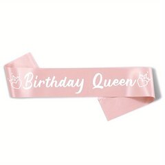 Gimtadienio juosta Birthday Queen, rožinė kaina ir informacija | Dekoracijos šventėms | pigu.lt