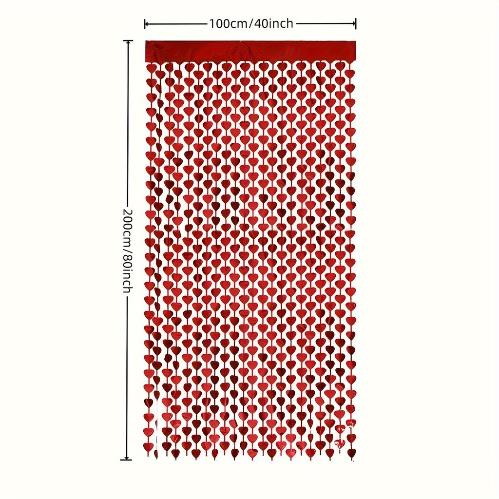 '1 vnt.  vakarėlio užuolaida 100 cm (40 colių) * 200 cm (80 colių) heart love lietaus užuolaidos valentino dienos dekoravimo vakarėlio fonas Širdies lietaus šilko vestuvių dekoravimo folijos užuolaidos' kaina ir informacija | Dekoracijos šventėms | pigu.lt