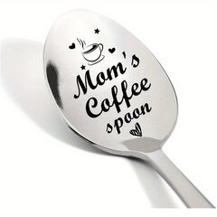 Graviruotas šaukštelis Mom's Coffee Spoon, sidabrinis, 1 vnt. kaina ir informacija | Kitos originalios dovanos | pigu.lt