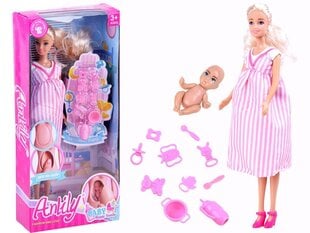 Nėščia lėlytė Anlily su kūdikėliu bei priedais kaina ir informacija | Žaislai mergaitėms | pigu.lt
