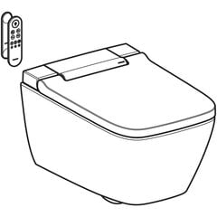 Geberit AquaClean Sela WC puodas su apiplovimo funkcija, pakabinamas WC puodas, baltas su blizgaus chromo detale 146.250.21.1 kaina ir informacija | Klozetai | pigu.lt