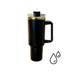 Термокружка HydroCup с трубочкой, XL, 1200мл, золотисто-черная цена и информация | Термосы, термокружки | pigu.lt