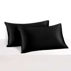 Mulberry šilko pagalvės užvalkalas su užtrauktuku 50x70cm, juodas kaina ir informacija | Dekoratyvinės pagalvėlės ir užvalkalai | pigu.lt