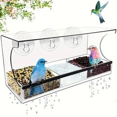 Tech Zone Кормушка для птиц на окно, прозрачная, 30x10x12,7 см цена и информация | Скворечники, кормушки, клетки | pigu.lt
