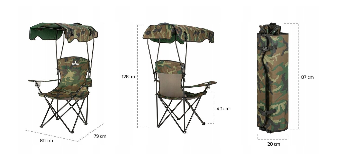 Turistinė kėdė Outtec, žalia, 89x82x54 cm kaina ir informacija | Turistiniai baldai | pigu.lt