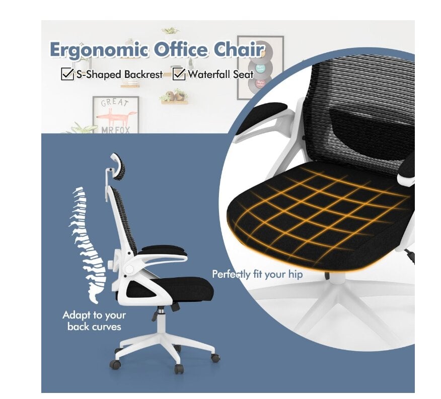 Ergonomiška biuro kėdė Costway, balta kaina ir informacija | Biuro kėdės | pigu.lt