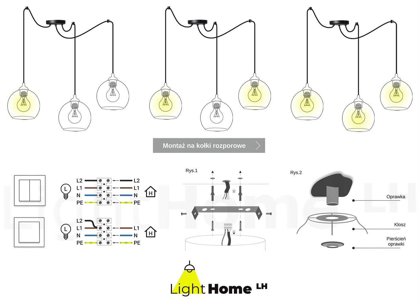 LightHome pakabinamas šviestuvas SpiderTimber цена и информация | Pakabinami šviestuvai | pigu.lt