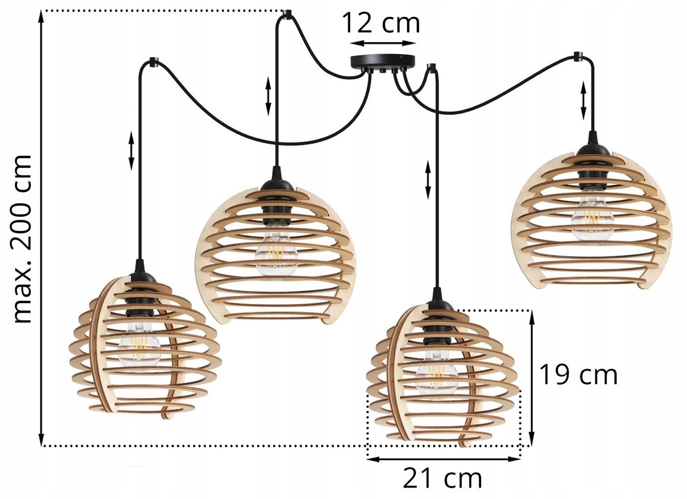 LightHome pakabinamas šviestuvas SpiderTimber kaina ir informacija | Pakabinami šviestuvai | pigu.lt