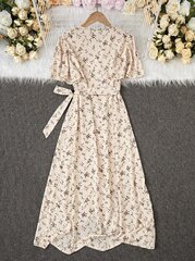 Женское платье с цветочным принтом и V-образным вырезом, Electronics LV-120003, белое, 1 шт. цена и информация | Платья | pigu.lt