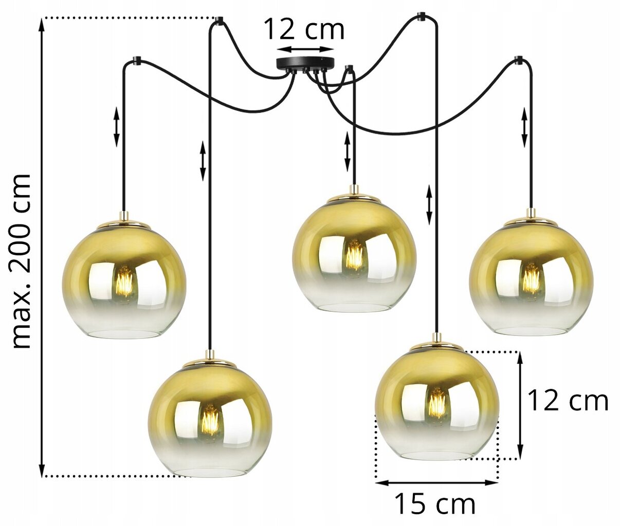 LightHome pakabinamas šviestuvas SpiderBergenGold kaina ir informacija | Pakabinami šviestuvai | pigu.lt