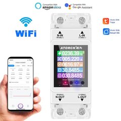 Умный счетчик электроэнергии с wifi, экраном и 4-мя видами защиты на DIN рейку цена и информация | Выключатели, розетки | pigu.lt
