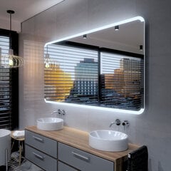 Veidrodis su LED Apšvietimu Vonios Kambariui, Kambariui, Svetainei - Assen - 100 cm, 90 cm kaina ir informacija | Vonios veidrodžiai | pigu.lt