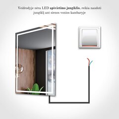 Veidrodis su LED Apšvietimu Vonios Kambariui, Kambariui, Svetainei - Baltimore - 80 cm, 50 cm цена и информация | Зеркала в ванную | pigu.lt