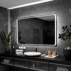 Veidrodis su LED Apšvietimu Vonios Kambariui, Kambariui, Svetainei - Barcelona - 140 cm, 70 cm kaina ir informacija | Vonios veidrodžiai | pigu.lt