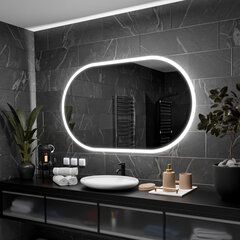 Veidrodis su LED Apšvietimu Vonios Kambariui, Kambariui, Svetainei - Hamburg - 130 cm, 90 cm kaina ir informacija | Vonios veidrodžiai | pigu.lt