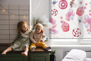 Roletas Rožiniai balionai, spurgos ir triušiai, 50x50 cm kaina ir informacija | Roletai | pigu.lt