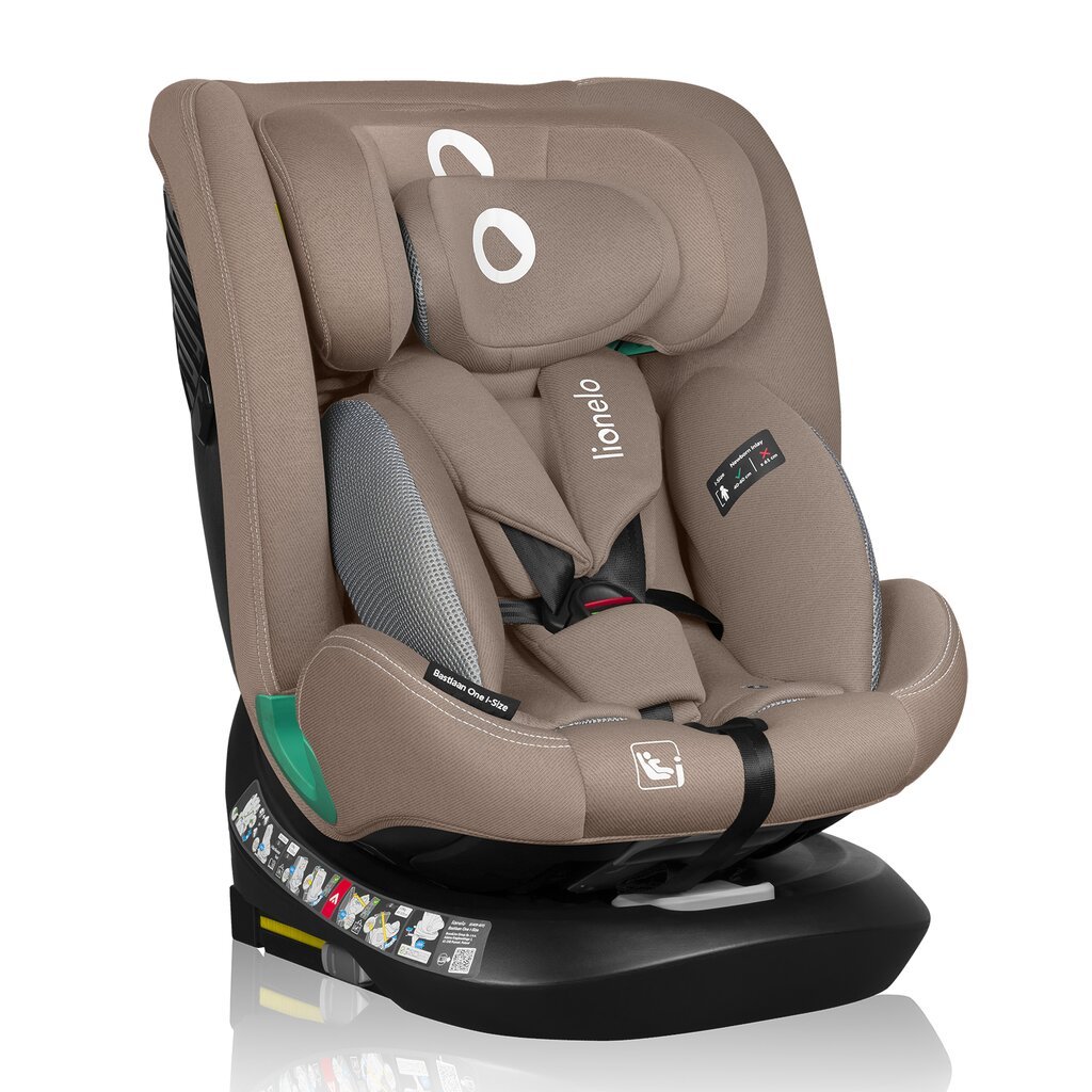 Automobilinė kėdutė Lionelo Bastiaan I-size, 0-36 kg, beige kaina ir informacija | Autokėdutės | pigu.lt