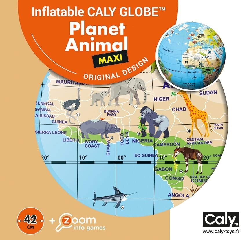 Pripučiamas gaublys-kamuolys Caly Pasaulio gyvūnai, 42 cm kaina ir informacija | Vandens, smėlio ir paplūdimio žaislai | pigu.lt