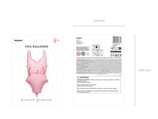 Folinis balionas Maudymosi kostiumėlis, 46x76 cm, rožinis kaina ir informacija | Balionai | pigu.lt