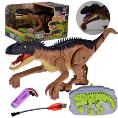 Nuotoliniu būdu valdomas dinozauras su garso ir šviesos efektais, rudas kaina ir informacija | Žaislai berniukams | pigu.lt