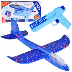 Putplasčio lėktuvas šaudomas iš pistoleto su šviesos efektais, mėlynas kaina ir informacija | Lavinamieji žaislai | pigu.lt