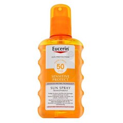 Purškiamas įdegio losjonas Eucerin Sun Protection SPF 50 Sun Spray Transparent, 200 ml kaina ir informacija | Kremai nuo saulės | pigu.lt