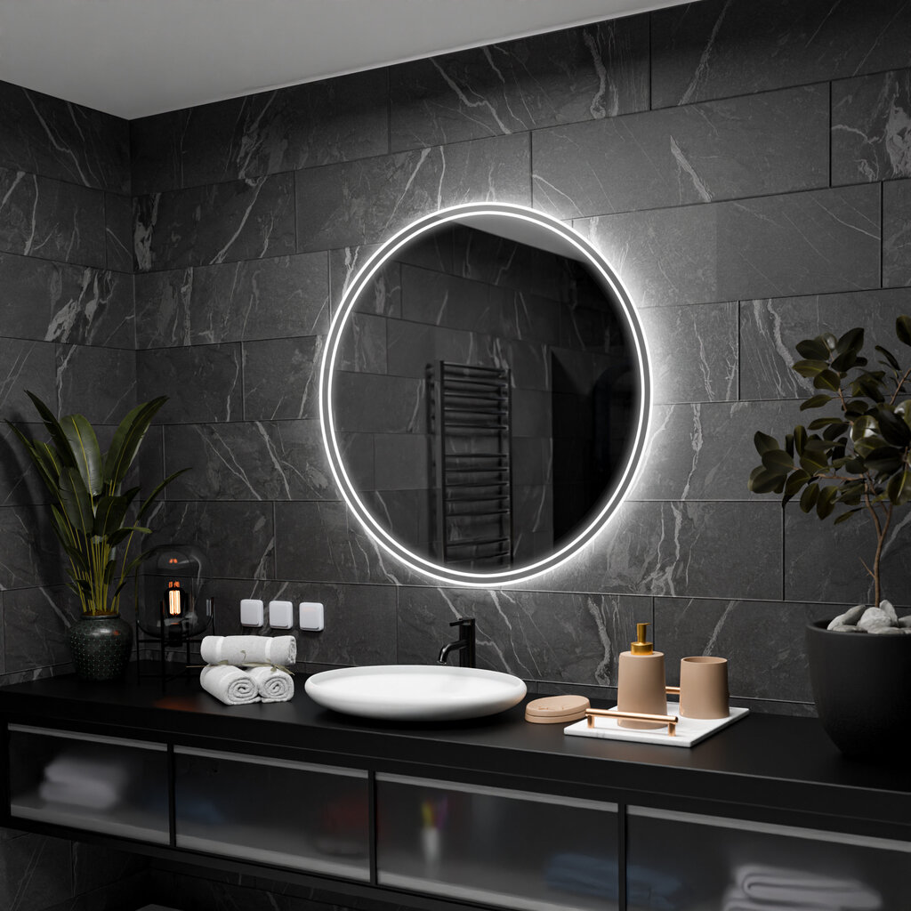 Apvalus Veidrodis su LED Apšvietimu Vonios Kambariui, Kambariui, Svetainei - Venezia - 65 cm kaina ir informacija | Vonios veidrodžiai | pigu.lt