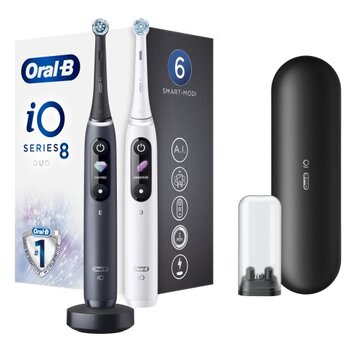 Prekė su pažeista pakuote.Oral-B iO8 Series Duo Pack Black Onyx /White kaina ir informacija | Smulki buitinė technika su pažeista pakuote | pigu.lt