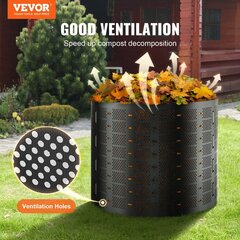 Sodo komposteris Vevor, 1000l, juodas kaina ir informacija | Komposto dėžės, lauko konteineriai | pigu.lt