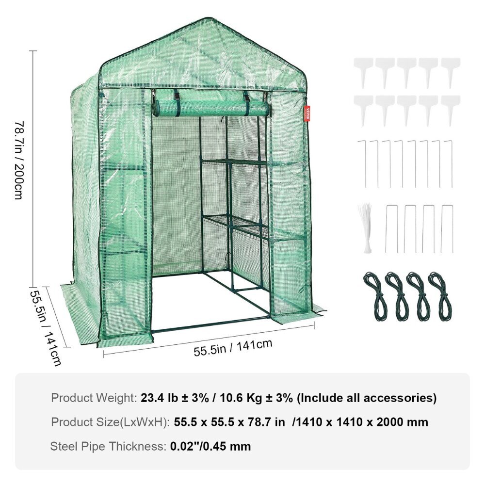 PVC pastatomas šiltnamis Vevor, 141x141x200cm kaina ir informacija | Šiltnamiai | pigu.lt