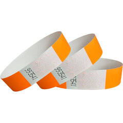 Контрольные браслеты для мероприятий 19х250 мм, 500 шт., неоновый оранжевый цена и информация | Праздничные декорации | pigu.lt