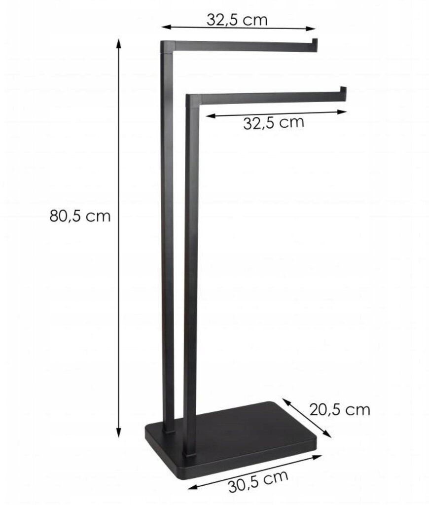 Pastatoma juoda rankšluosčių kabykla YokaStand kaina ir informacija | Vonios kambario aksesuarai | pigu.lt
