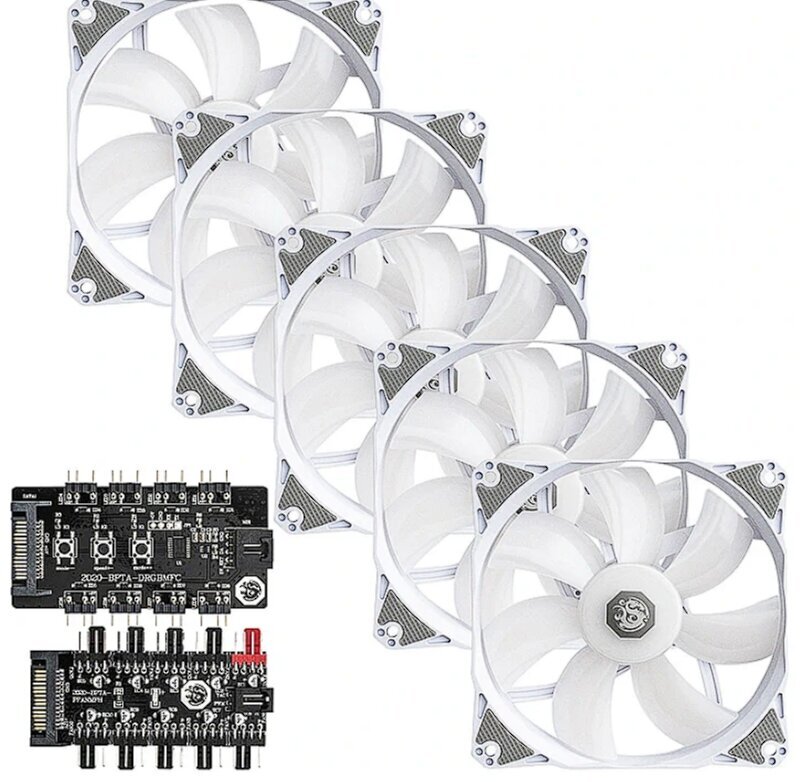 Bitspower Notos 120 Fan Digital RGB White 5 Pack (BPTA-FX1812NTWH-5) цена и информация | Kompiuterių ventiliatoriai | pigu.lt