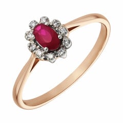 Золотое кольцо с рубином и бриллиантами Brasco 6773 6773-16 цена и информация | Кольцо | pigu.lt