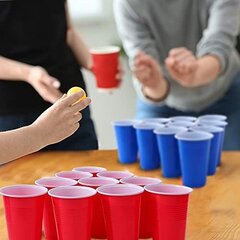 Beer pong žaidimas, 100 vnt. puodelių, 10 vnt. kamuoliukų kaina ir informacija | Vakarėliams ir šventėms | pigu.lt