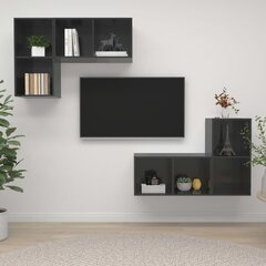 Sieninės televizoriaus spintelės, 4 vnt, pilkos kaina ir informacija | TV staliukai | pigu.lt
