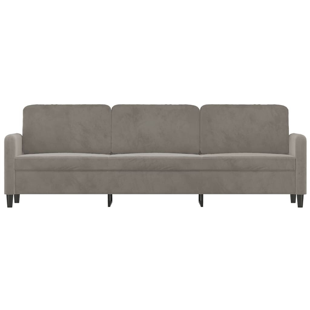 Trivietė sofa, šviesiai pilkos spalvos, 210cm, aksomas kaina ir informacija | Sofos | pigu.lt