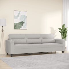 Trivietė sofa, Mikropluošto audinys, 210cm, šviesiai pilka kaina ir informacija | Sofos | pigu.lt