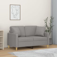 Dvivietė sofa su pagalvėmis vidaXL, šviesiai pilka kaina ir informacija | Sofos | pigu.lt