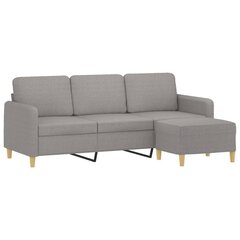 Trivietė sofa su pakoja, Audinys, 180cm, šviesiai pilka kaina ir informacija | Sofos | pigu.lt