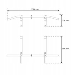 Prisitraukimo strypas K-sport, 110x59 cm, juodas цена и информация | Турники | pigu.lt