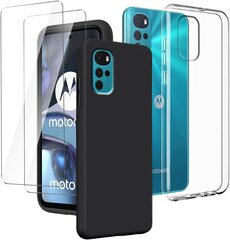 "Motorola Moto G22 4G" skaidraus ir juodo apsauginio dėklo rinkinys kaina ir informacija | Telefono dėklai | pigu.lt