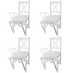 Medinės valgomojo kėdės, baltos, 4 vnt. цена и информация | Стулья для кухни и столовой | pigu.lt