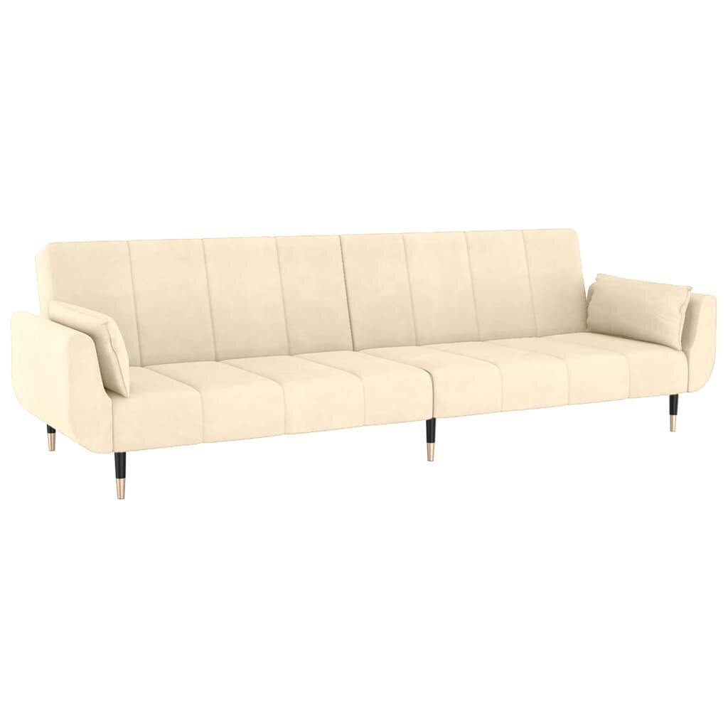 Dvivietė vidaXL sofa-lova su pakoja, smėlio spalvos цена и информация | Sofos | pigu.lt