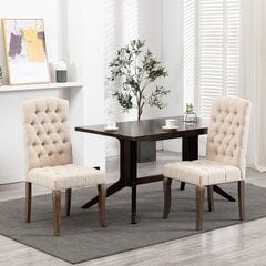 Valgomojo kėdės, 2vnt., smėlio spalvos, lino išvaizdos audinys kaina ir informacija | Virtuvės ir valgomojo kėdės | pigu.lt