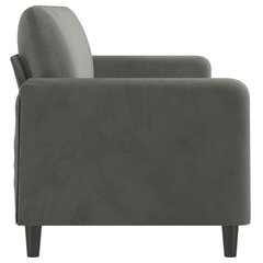 Trivietė sofa, tamsiai pilkos spalvos, 210cm, aksomas цена и информация | Диваны | pigu.lt