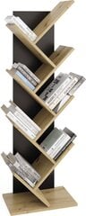 FMD Pastatoma knygų lentyna, ąžuolo/juoda, geometrinio dizaino kaina ir informacija | Lentynos | pigu.lt