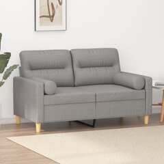 Dvivietė sofa su pagalvėmis vidaXL, šviesiai pilka цена и информация | Диваны | pigu.lt