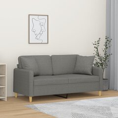 Dvivietė sofa su pagalvėmis vidaXL, tamsiai pilka kaina ir informacija | Sofos | pigu.lt